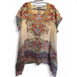 NWOT Johnny Was Boho Asymmetrical Floral Tunic Sz XL